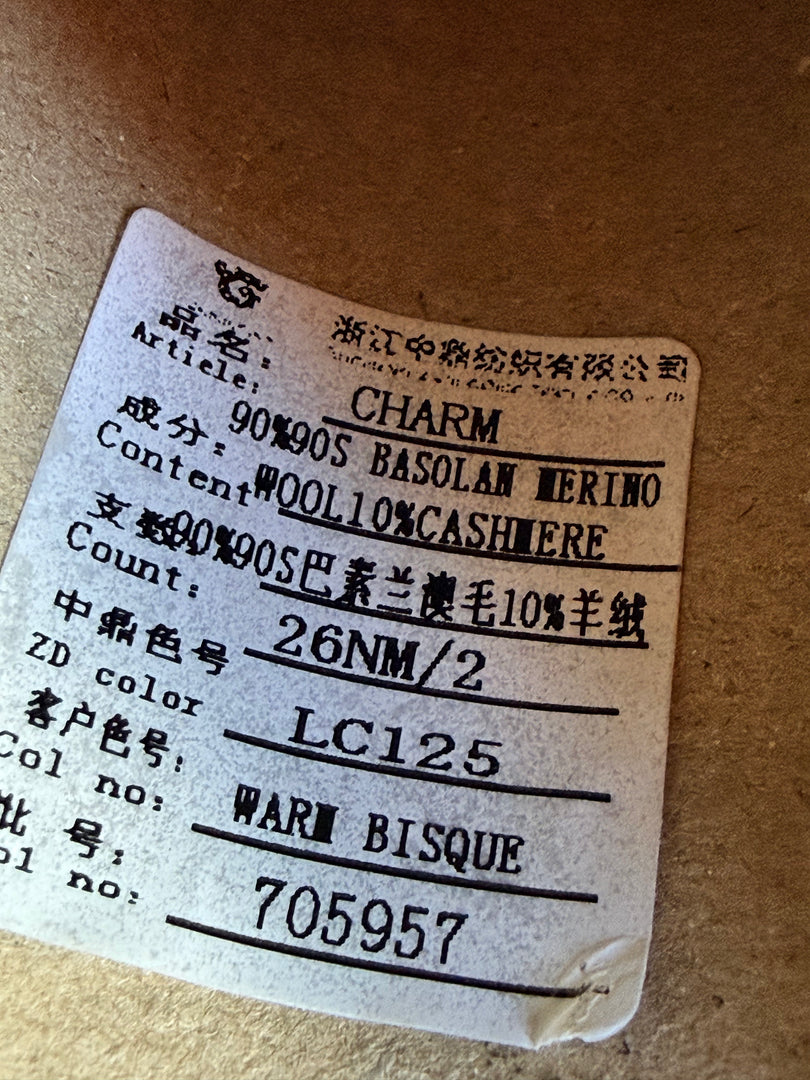 ZHONGDING Charm 90 Basolan Merino 10 Cashmere Blend Cone Yarn 