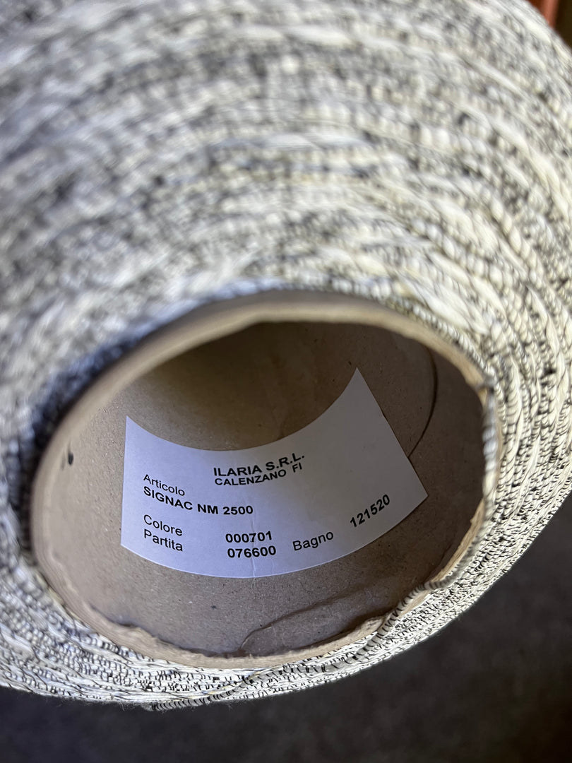 Ilaria Signac Textured Tape Cotton Yarn · 1/2.5nm White & Black · Irregular Pattern · Italy